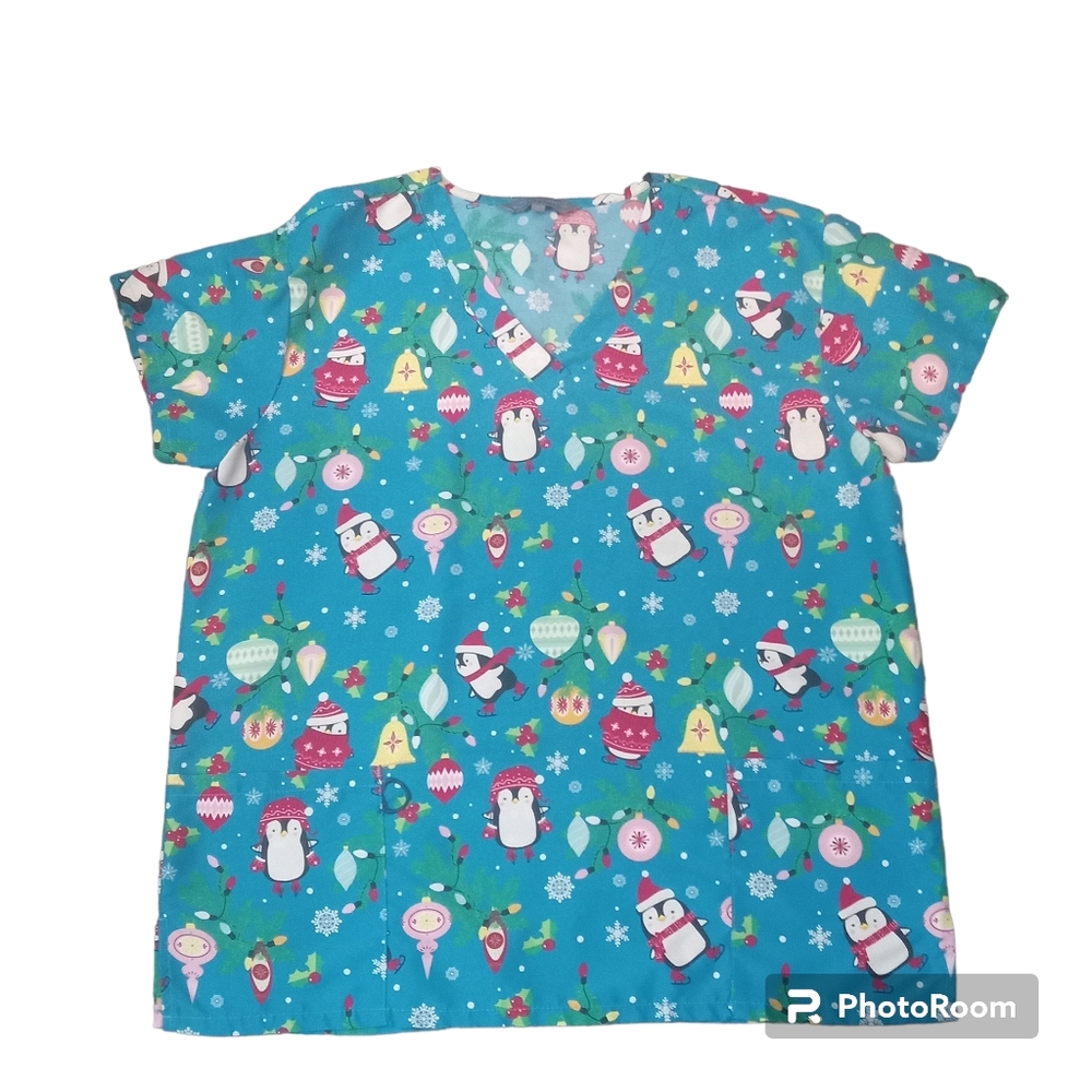 Ladies Serene Christmas Scrub Top